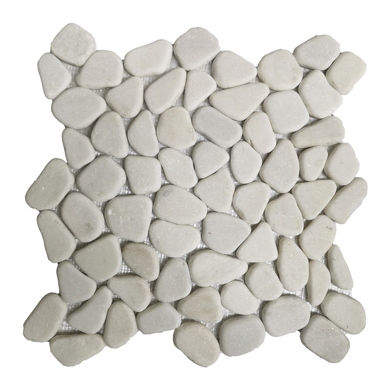 Double Flat White Pebble Mosaic Tile For Floor And Wall