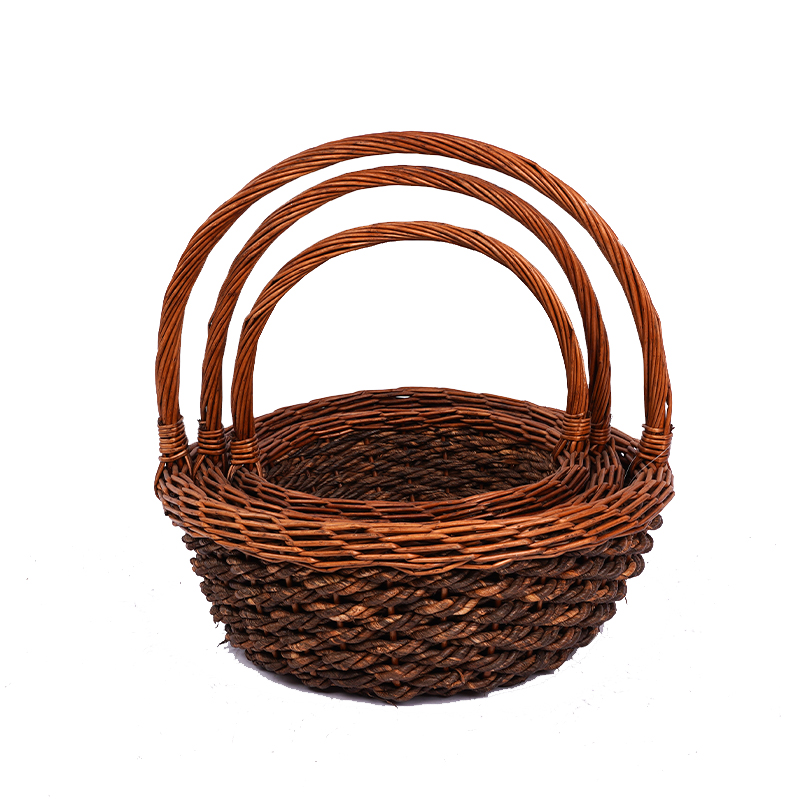 "1ACustomizeThailand Wholesale Willow Gift Packing Handmade Woven Fruit Storage Christmas Natural Wicker Basket