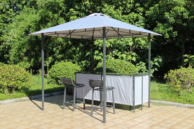 8'×8' Barzebo pavilion w/2 bar stools & winecup shelf