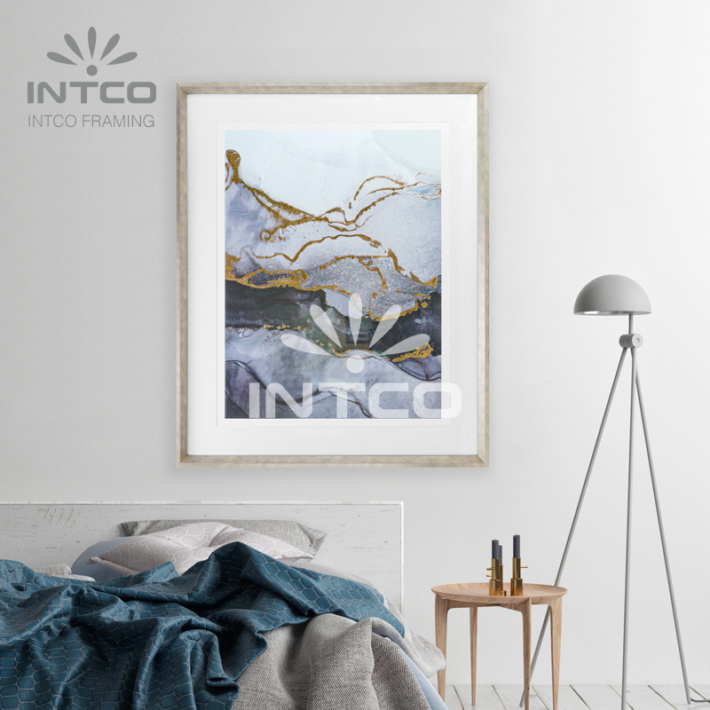Framed Art Set-Abstract black/Gold