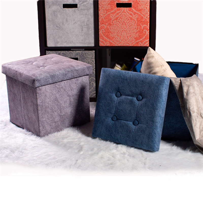 Velvet Collapsible Storage Ottoman