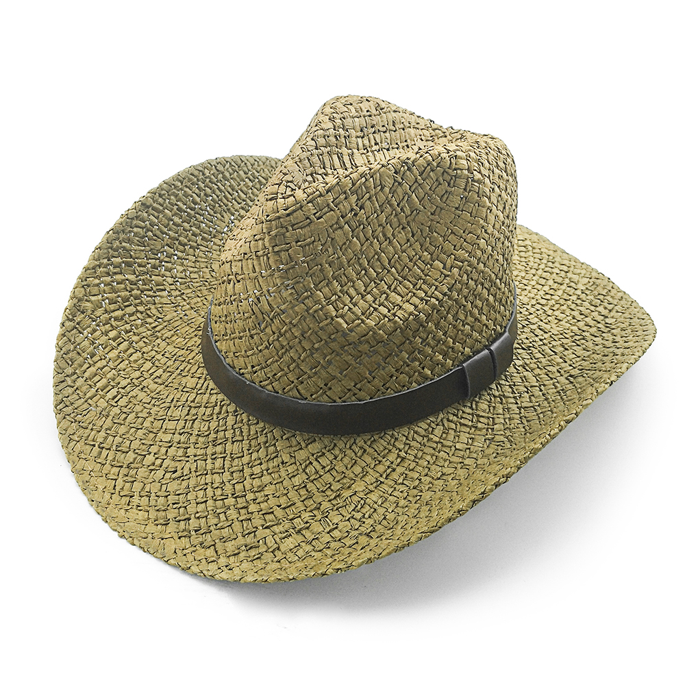 2020 New mens and ladies hand woven cowboy hat with leather band