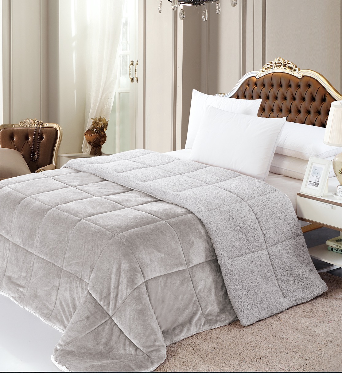 microfiber velvet and sherpa comforter