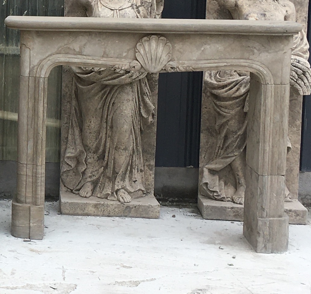 Stone fireplace antique finish