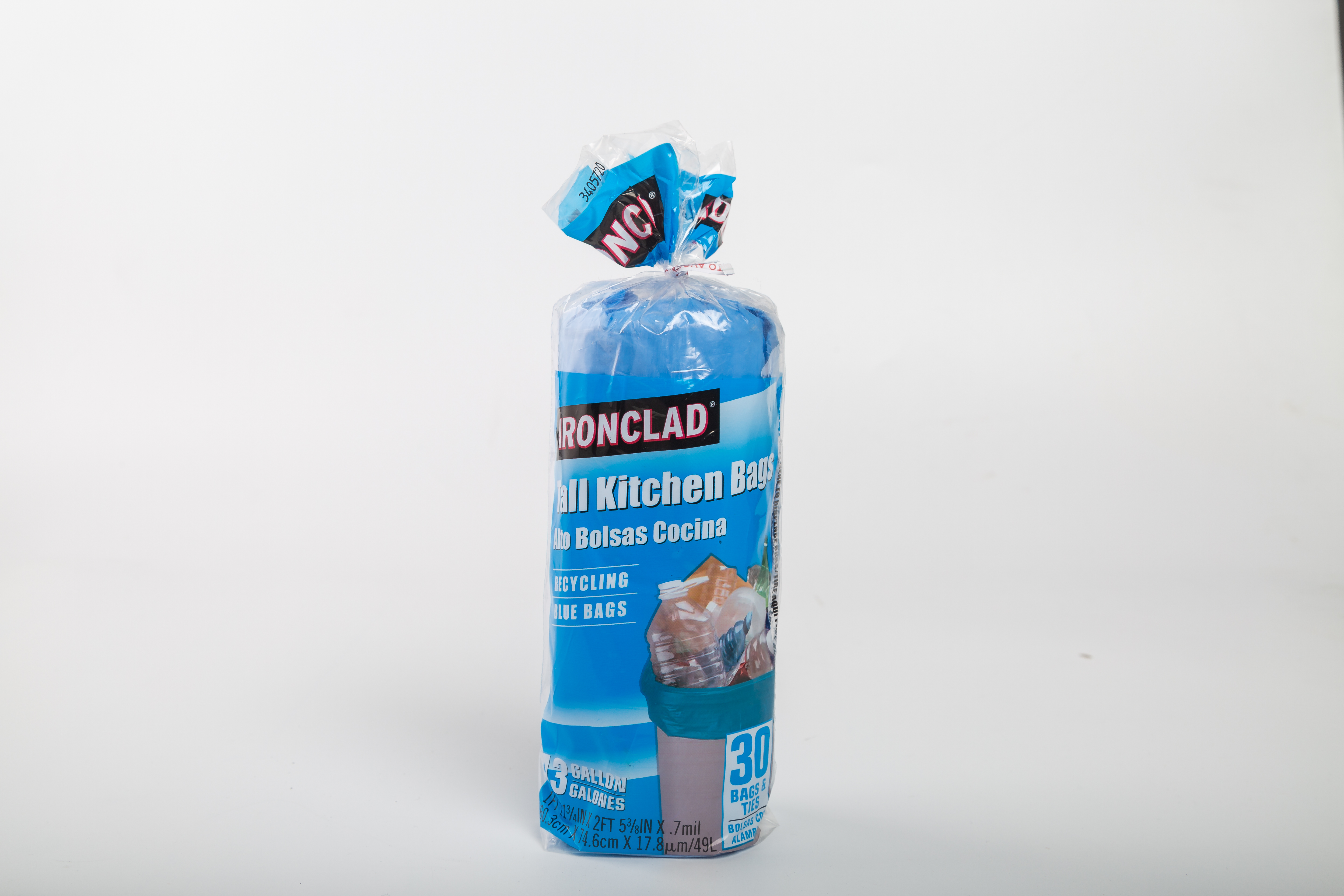 13gal Rolled Clear Recycled Open Top Trash Bags
