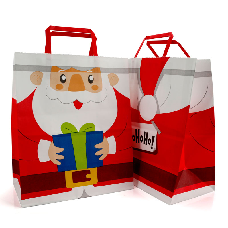 Serrated top flat handle paper shopping bag
