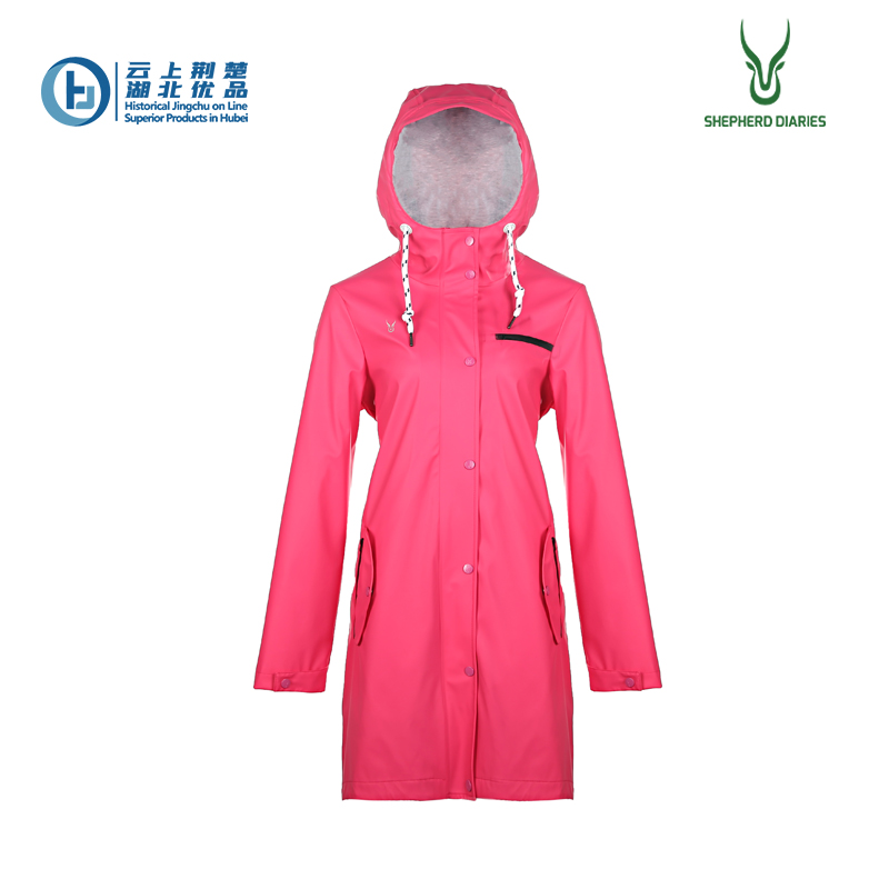 Ladies' hooded slim PU jacket