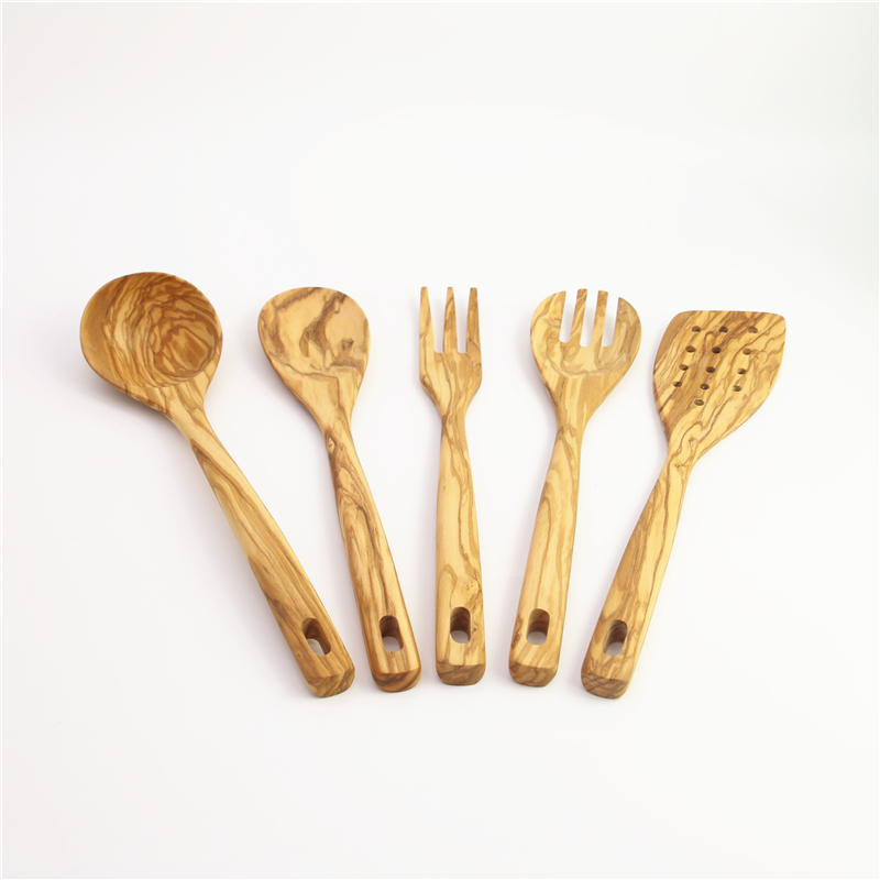 Olive wood kitchen spoon set