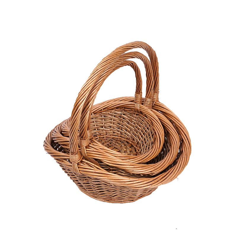 1A2020 New design Customize Wholesale Willow Gift Packing Handmade Woven Fruit Storage Christmas Natural Wicker Basket Cheap Handmade bamboo Willow Best Sellers linyi linshu Shandong