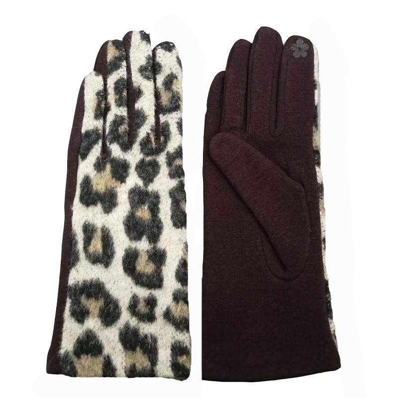 Fashion Leopard fabric gloves with i-touch for women