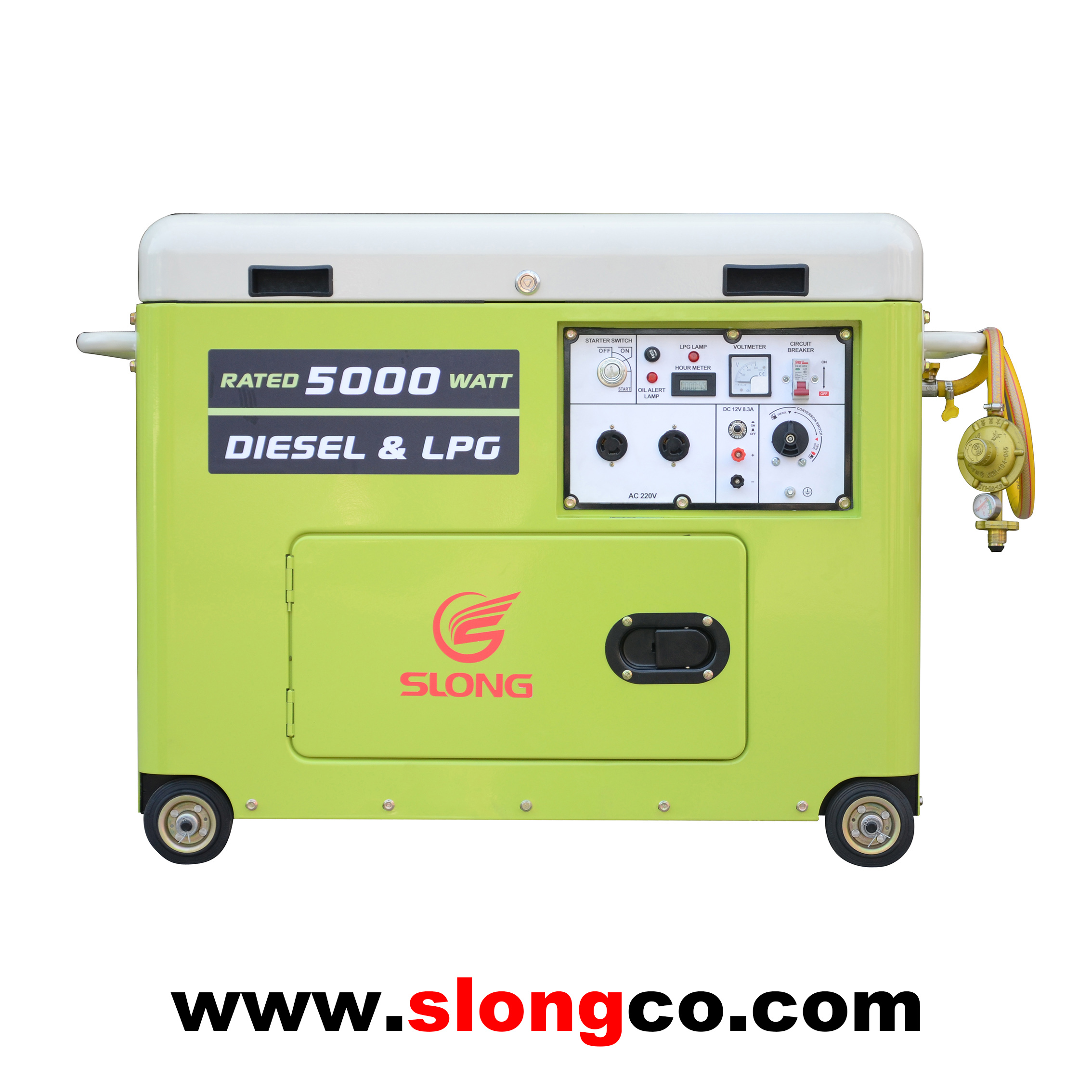SLONG 5kw silent dual fuel diesel & gas generator