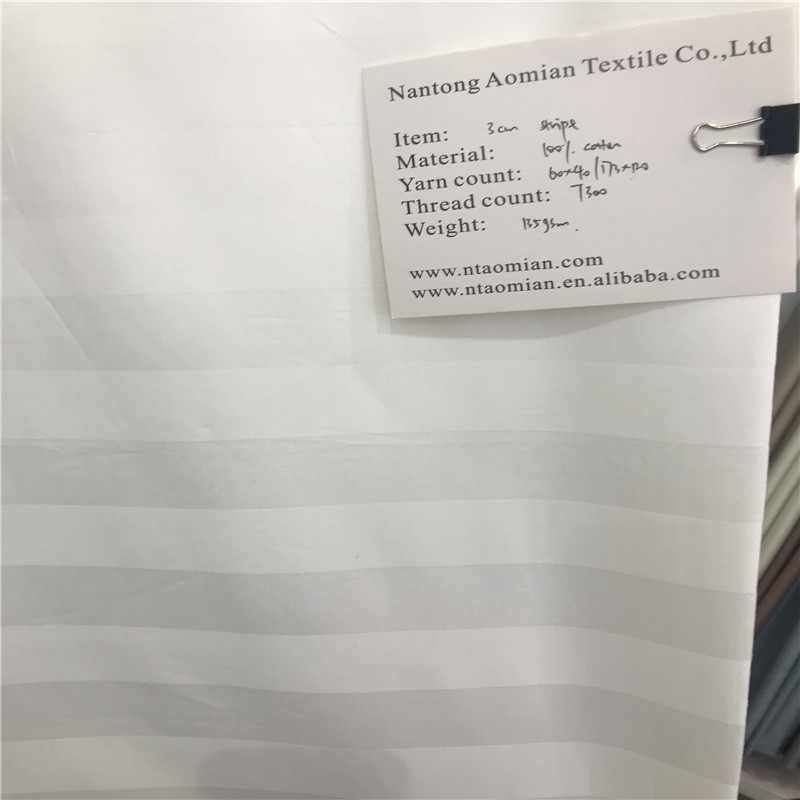 100% cotton 3cm sateen stripe fabric 60*40/173*120 300TC