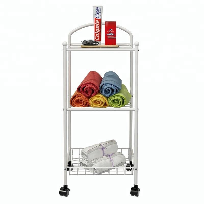 White Antique Vertical Display Towel Rack Storage Bathroom Rack Cart