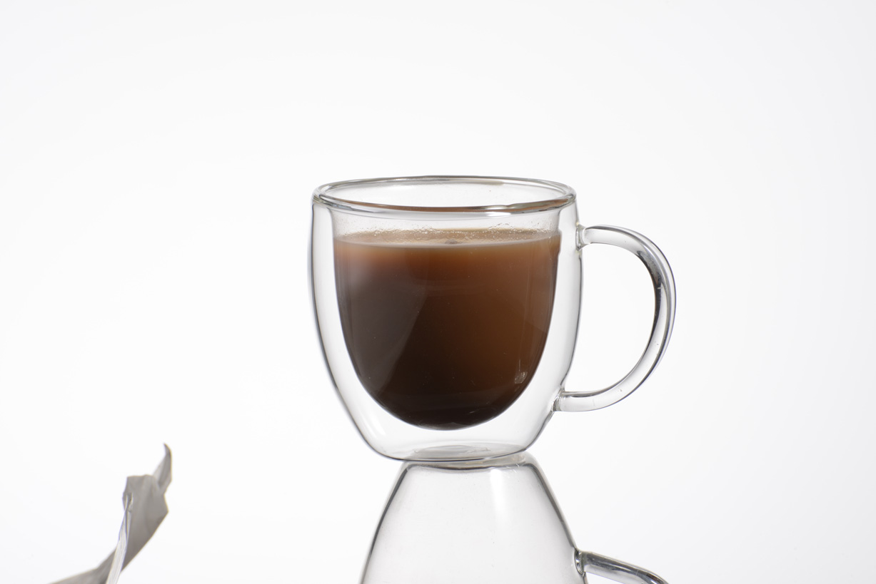 Glass double coffee cup