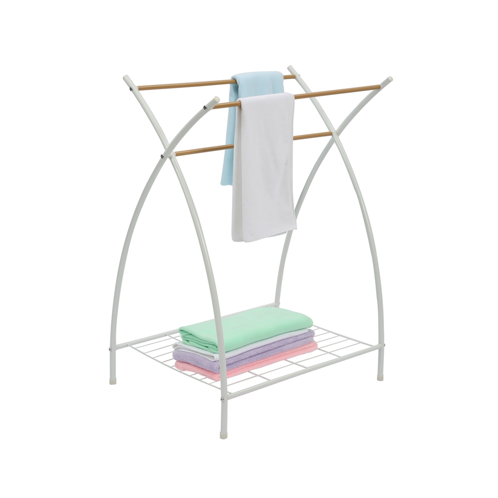 Bathroom Accessories Rustic Collapsible White Hanging Towel Rack