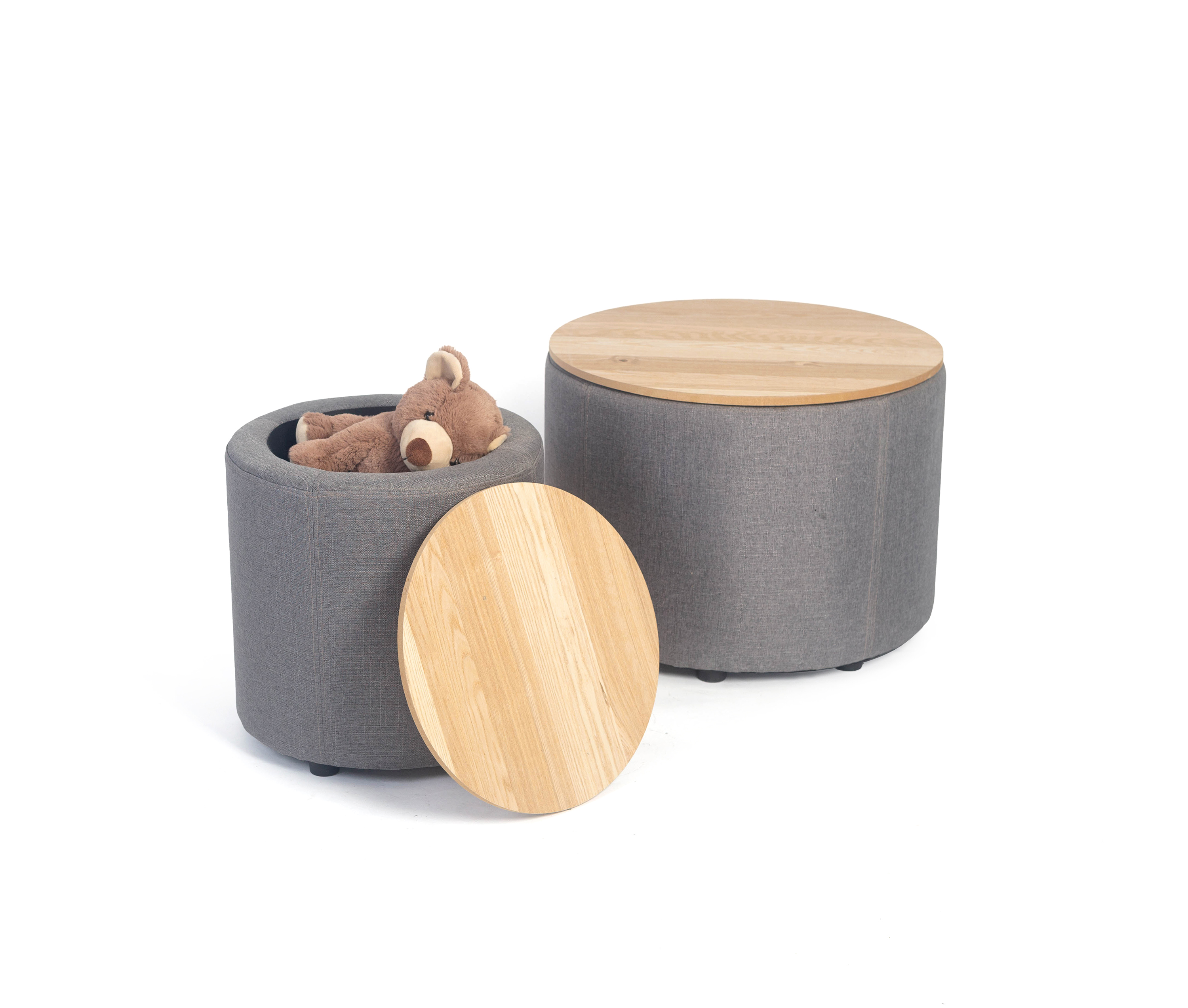 Round storage pouf table