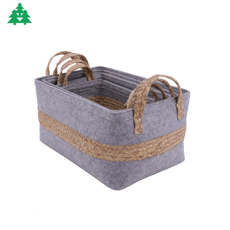 Storage basket, felt basket, felt basket with water hyacinth