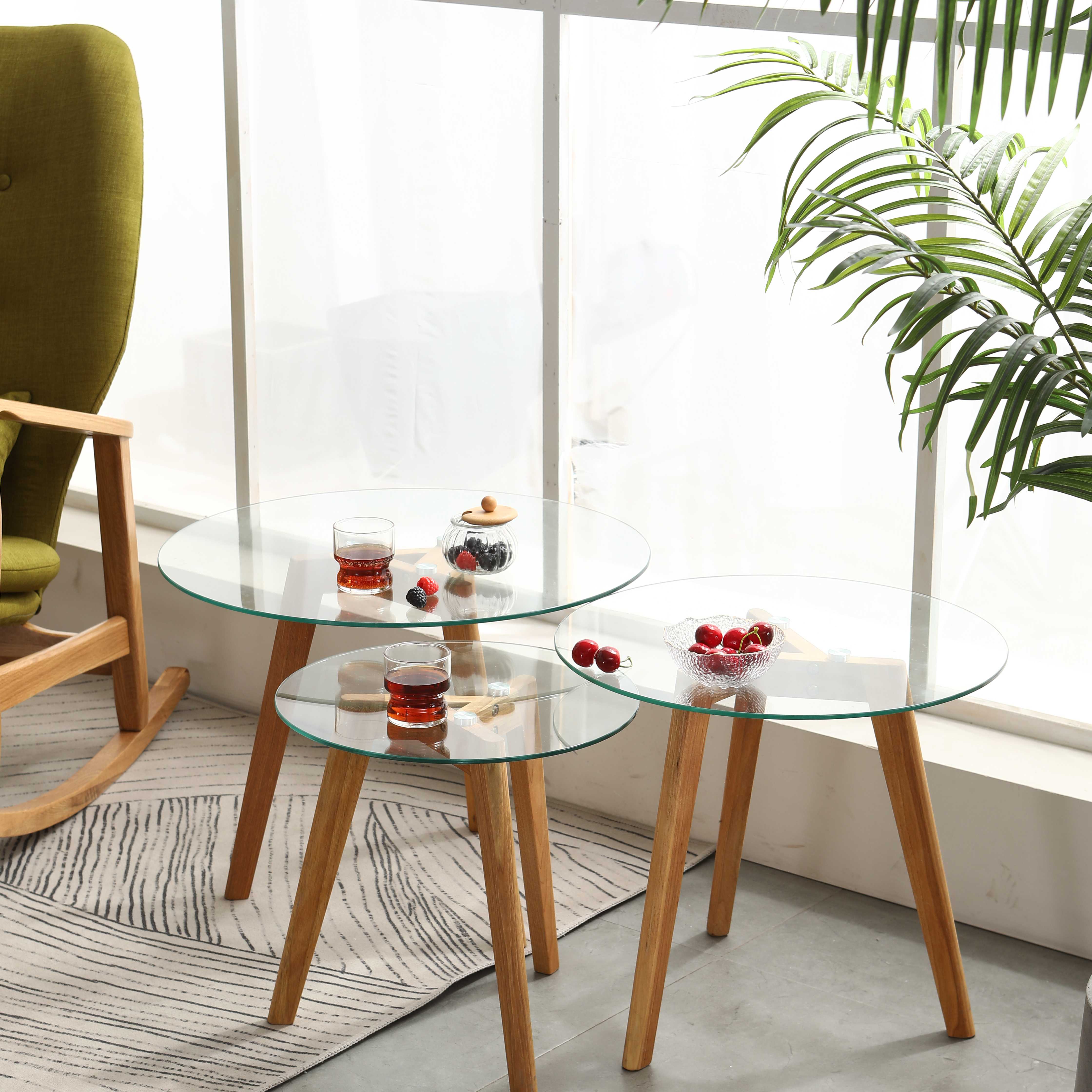 Wooden coffee table, glass coffee table round, glass coffee table sets glass end table glass bedside table glass top coffee table wood legs