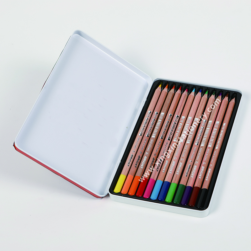 12pcs Triangle Watercolor Pencils In Tin Box