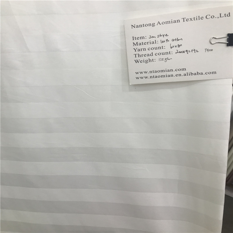 100% cotton 3cm sateen stripe fabric 60*80/200*92*2 400TC