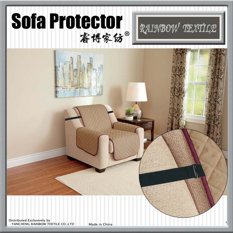 With strap pinsonic quilting Luxury microfiber polyester reversible solid print sofa protector