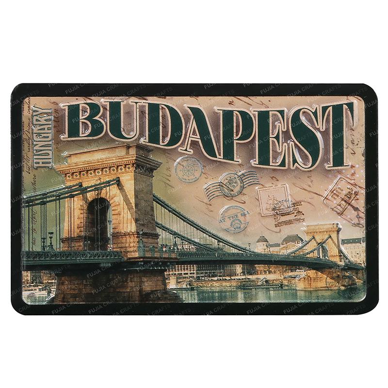 Hungary Wholesale Custom Souvenir Home Decor Promotion Design Printed 3d embossed Aluminum TIN Metal Fridge Magnet