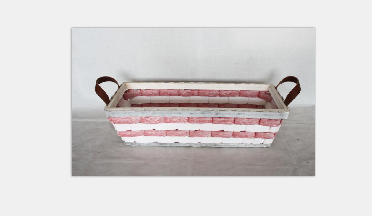 Kingwillow wholsale cheap hand woven woodchip basket plastic Christmas gift storage basket fruit basket tray storage