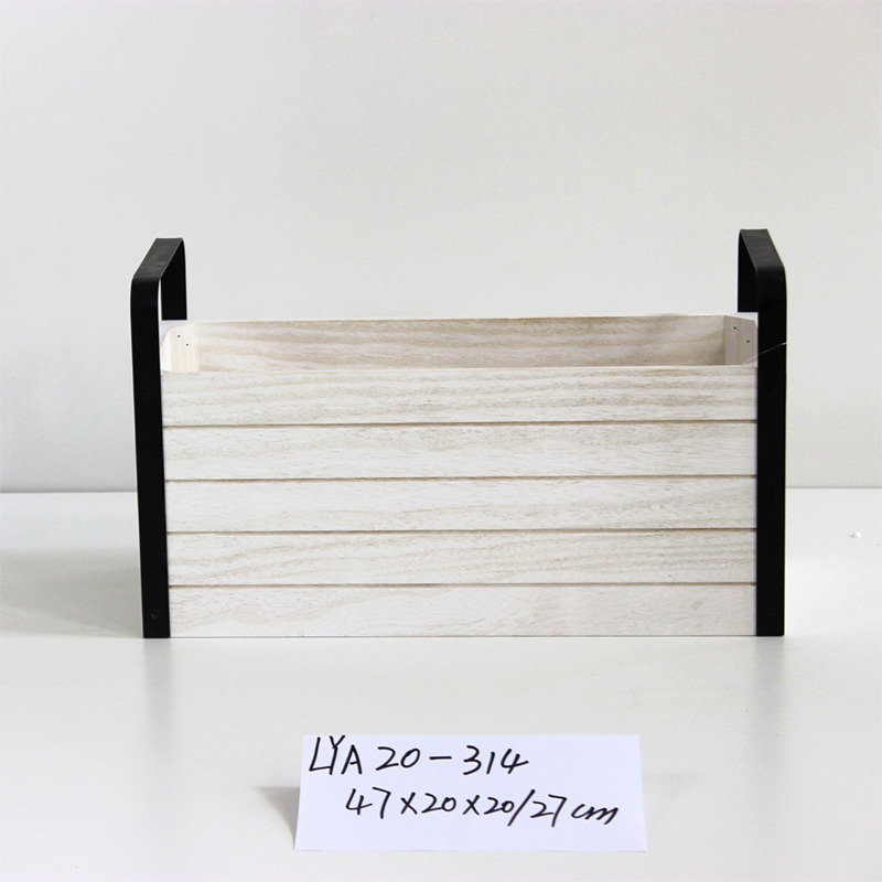Wooden storage boxes with metal handle