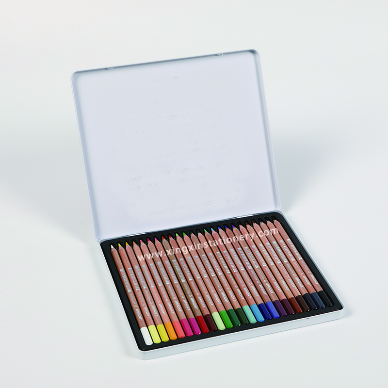 24pcs Triangle Watercolor Pencils In Tin Box