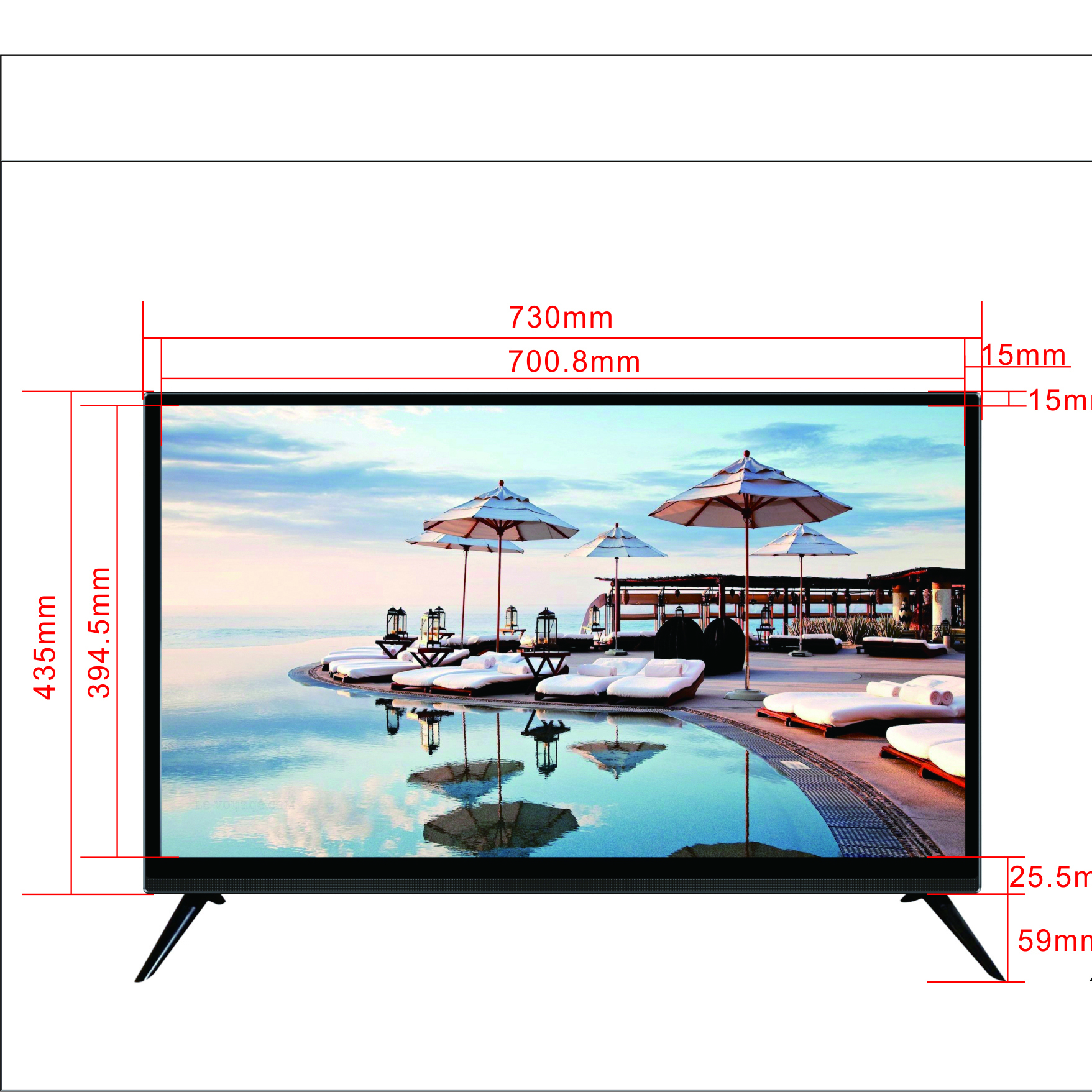 32inch New Design Double Glass Smart LED TV