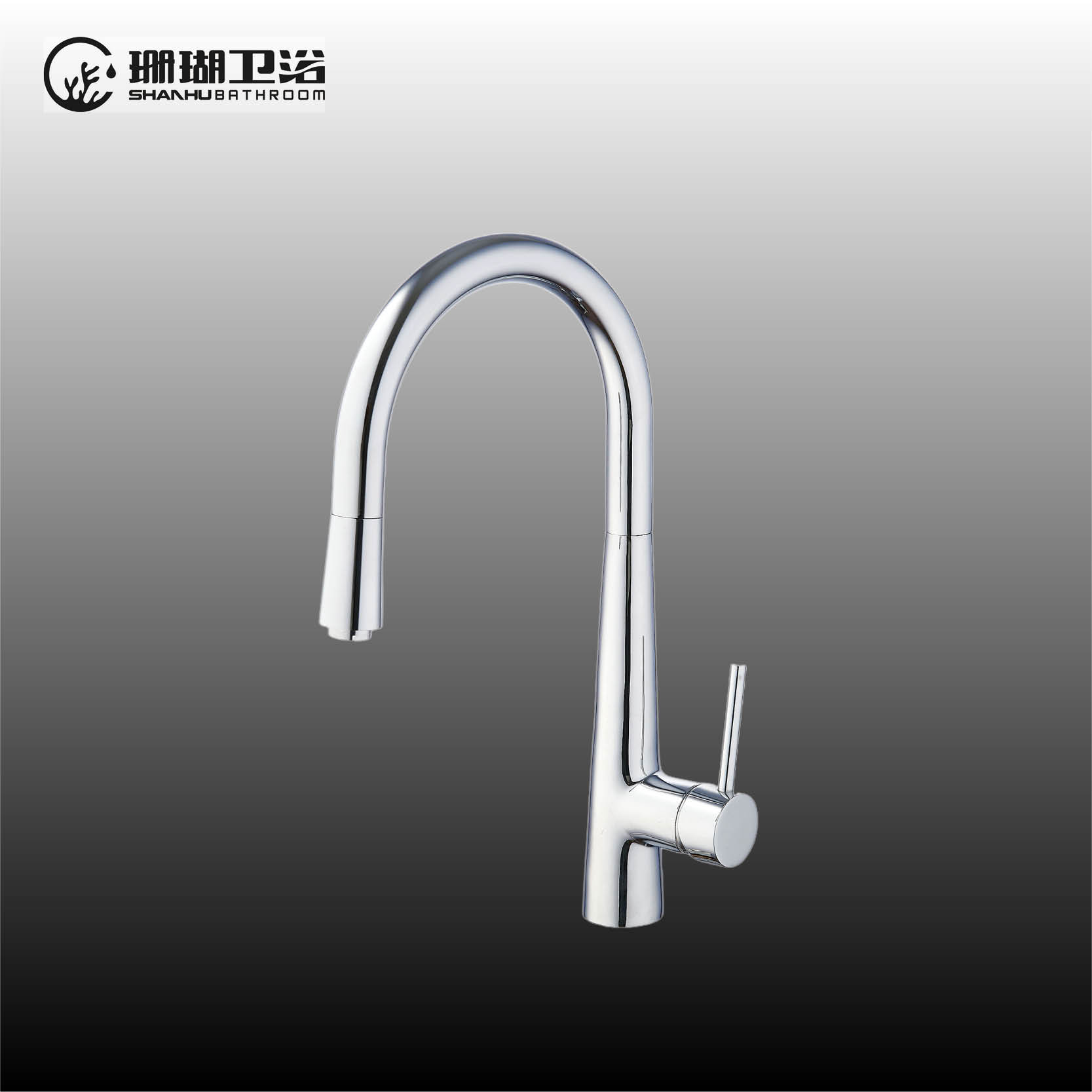 Single lever monobloc kitchen mixer with pull-out handshower