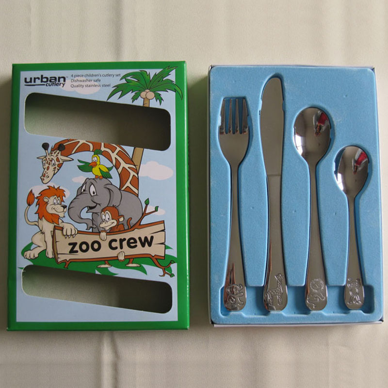 Stainless steel childrens cutlery set Zoo