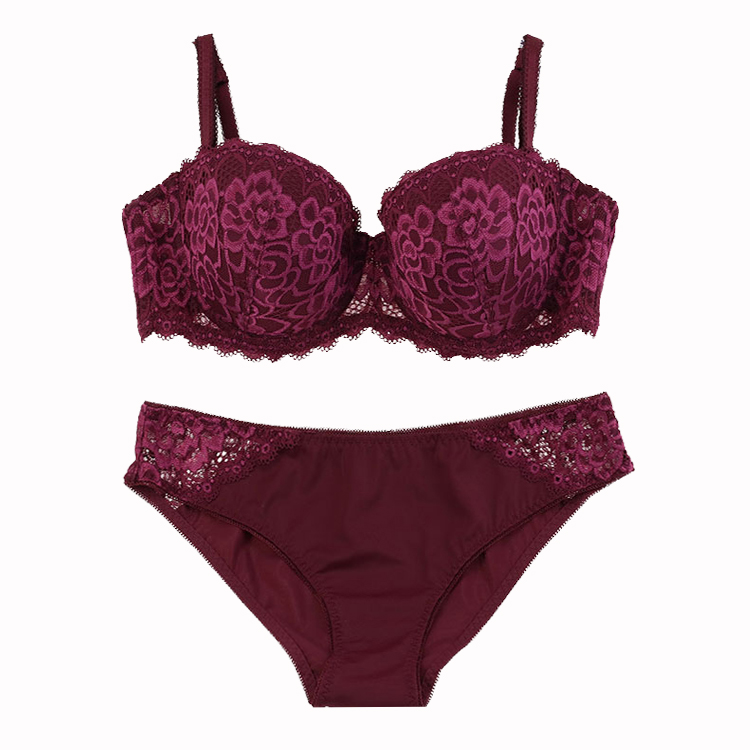 comfortable cotton nylon customize lace underwear bra set