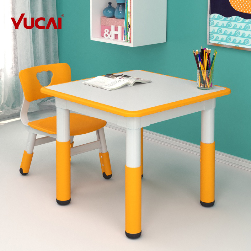 adjustable square table with white top can be written