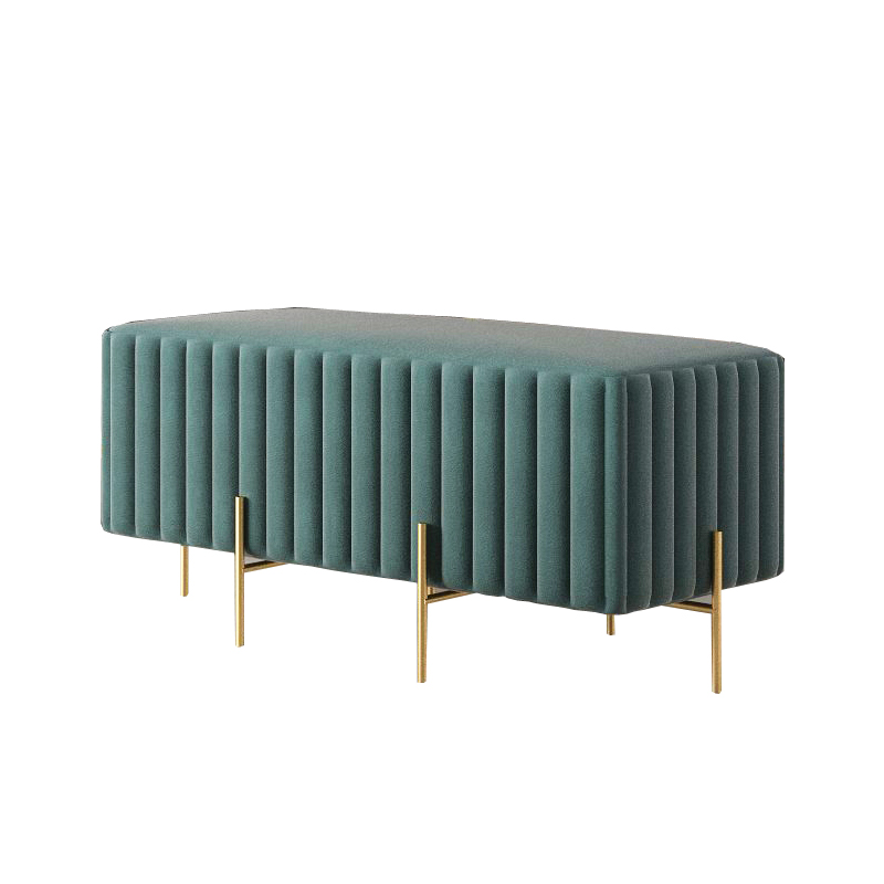 velvet fabric metal legs ottoman bench
