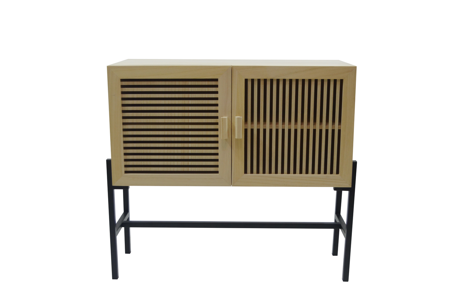 wood night table with iron foot