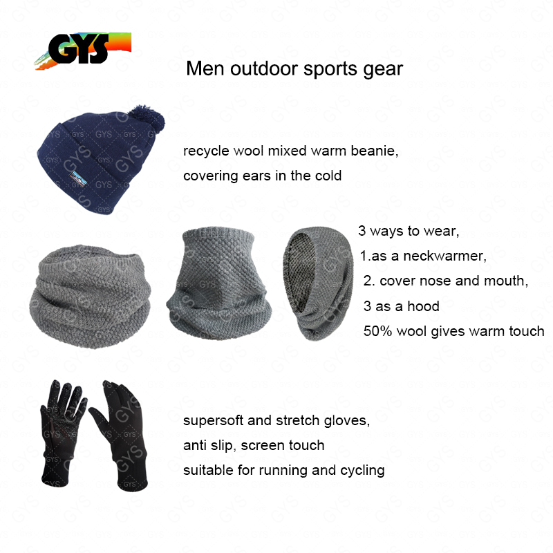 Men's sporty beanie neckwarmer gloves set