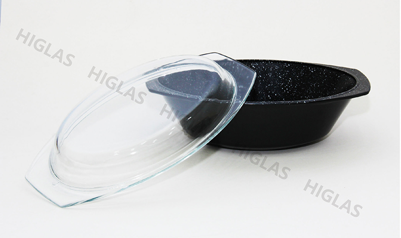 0.7l/1.5l/2.0l/2.5l Oval Borosilicate Glass Non-Stick Coating Casserole With Lid