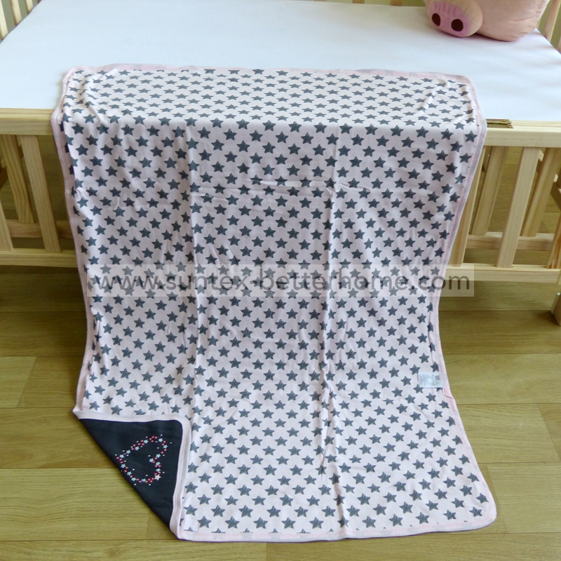 Double Layers 100% Cotton Interlock Baby Girl Baby Blankets