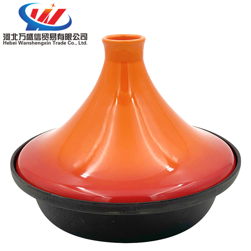 Cast Iron Tajine Pot Enamel Base Ceramic Lid