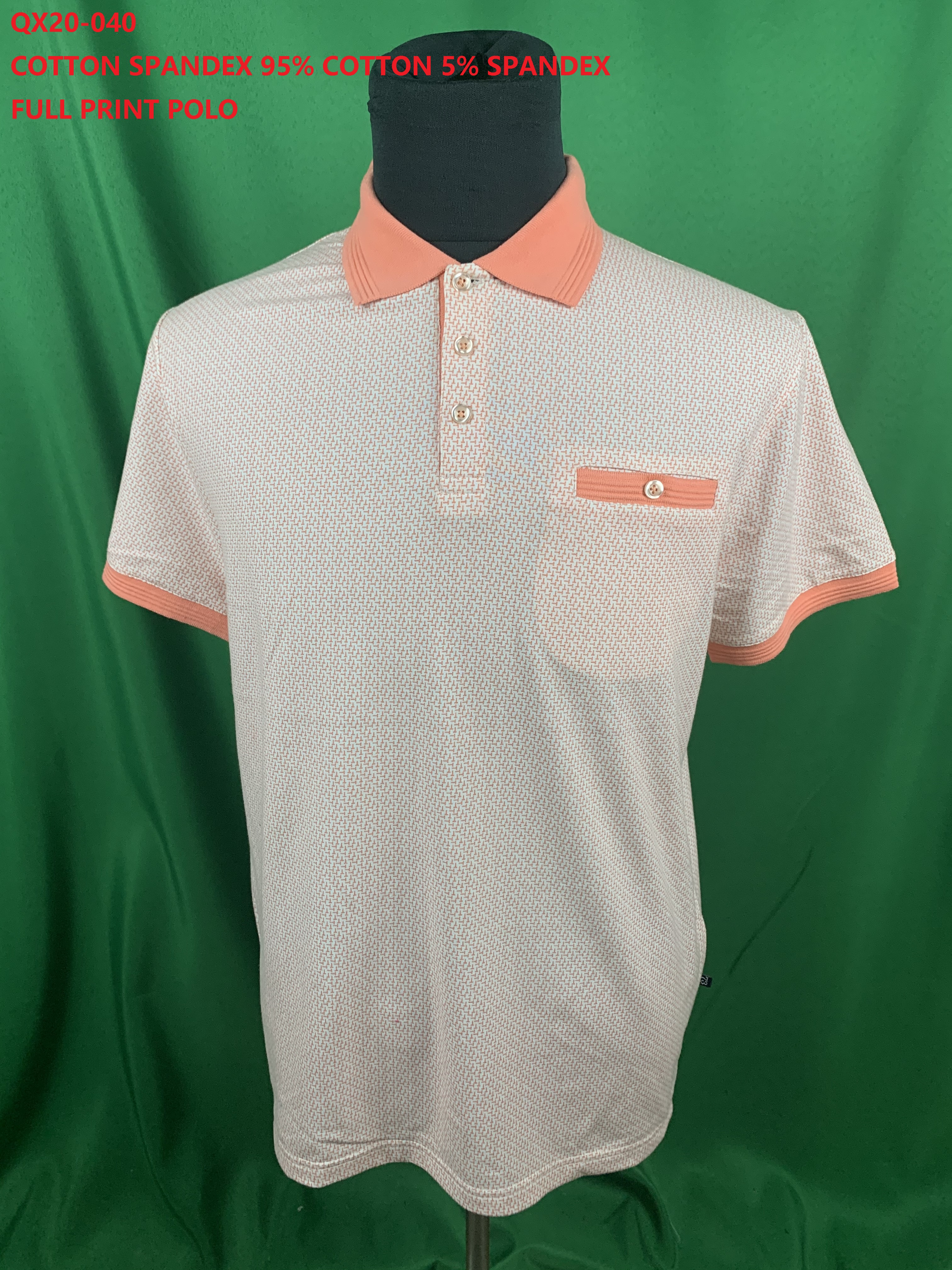 Qx20-040 Cotton Spandex Full Print Polo