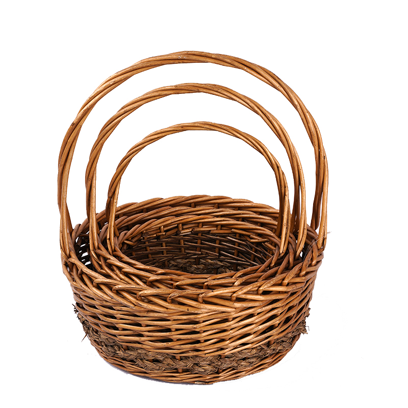 1ACustomize Wholesale Willow Gift Packing Handmade Woven Fruit Storage Christmas Natural Wicker Basket recycle wholesale reusable shandong qingdao linyi linshu