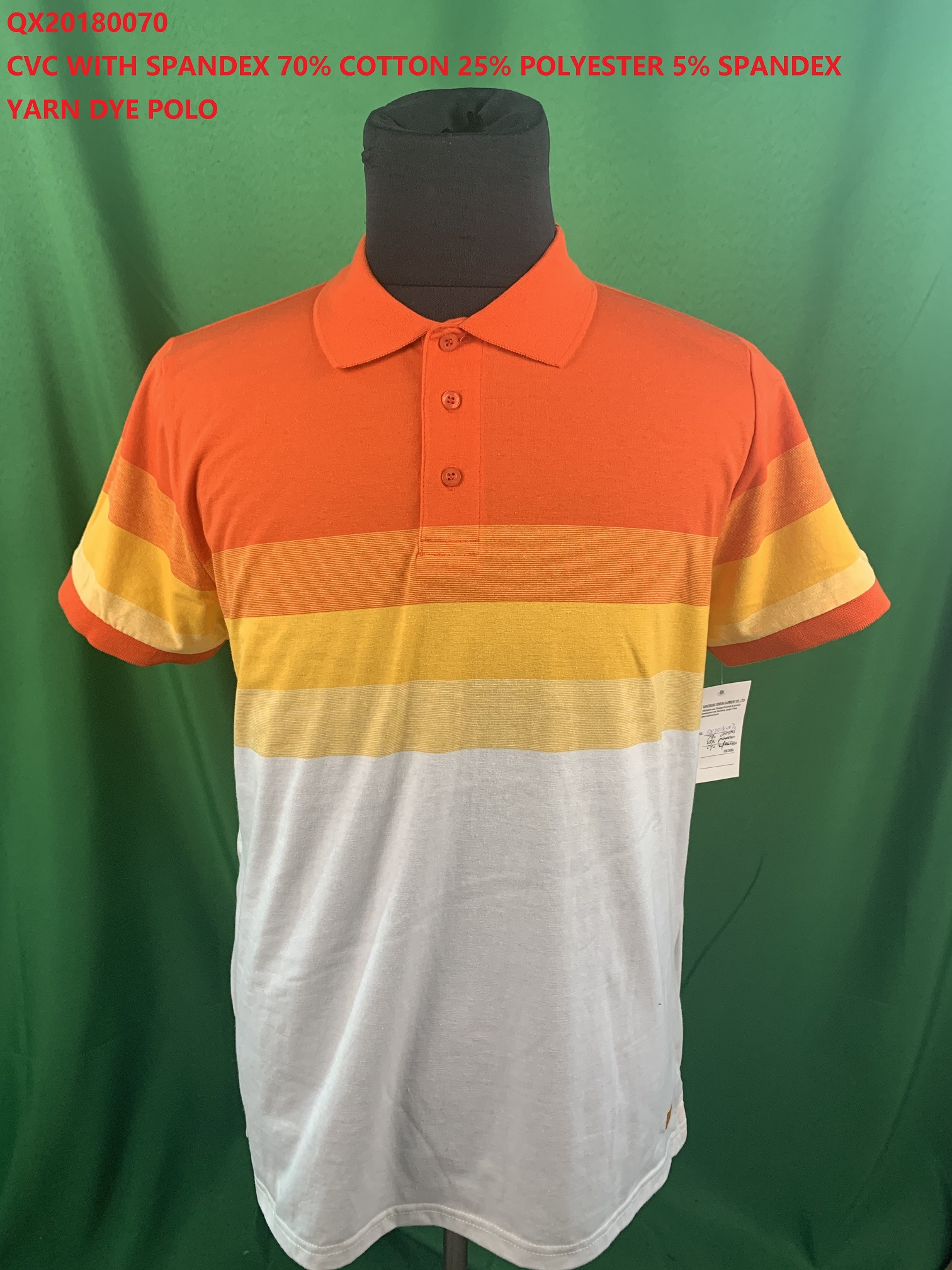 Qx20180070 Cvc With Spandex Yarn Dye Polo