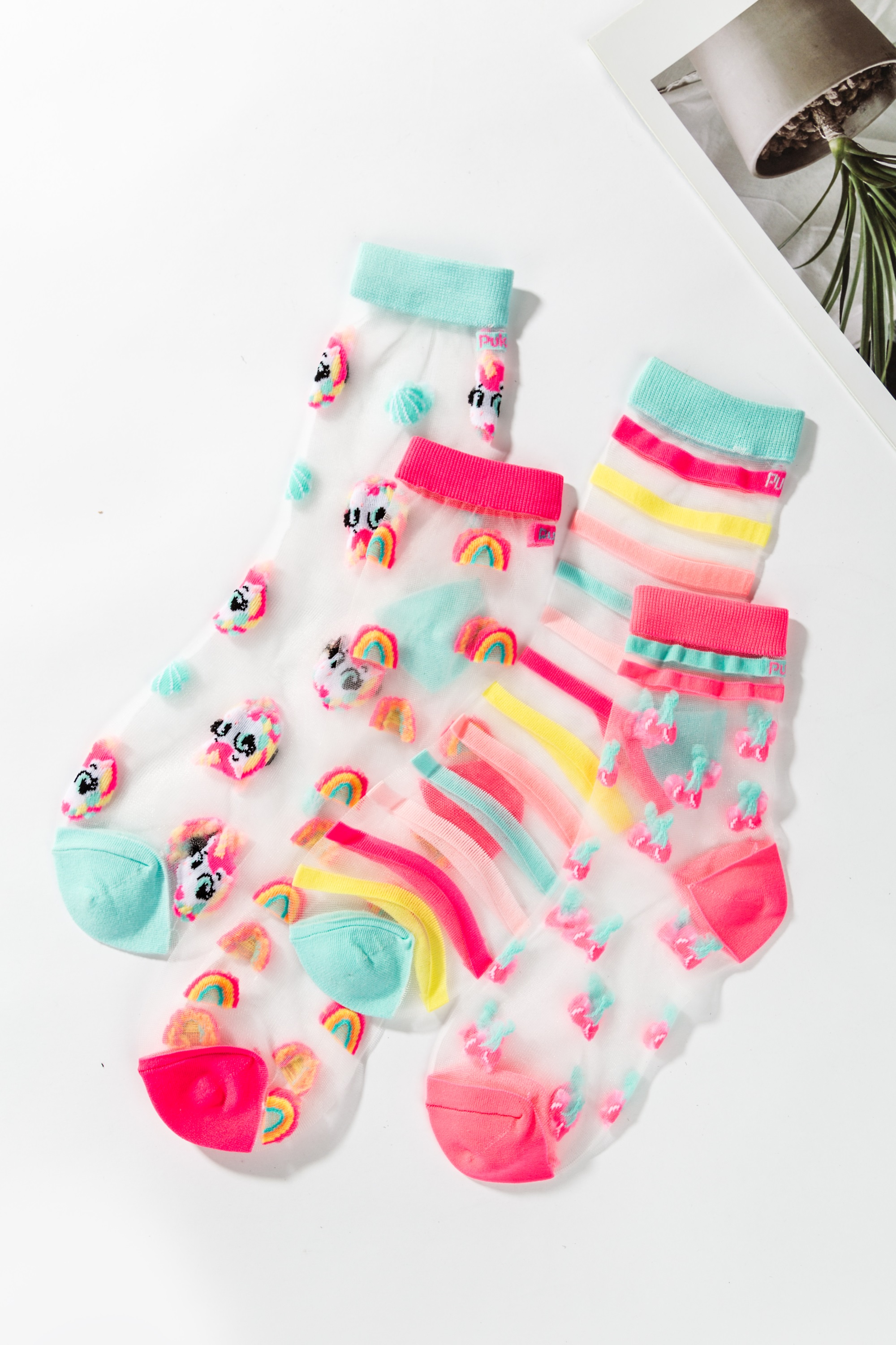 Girls ladies fashion beautiful transparent glass socks