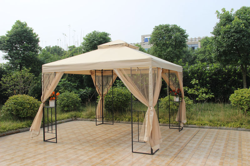 3×3M Dayton gazebo w/ 2 corner shelves- w/mosquito net
