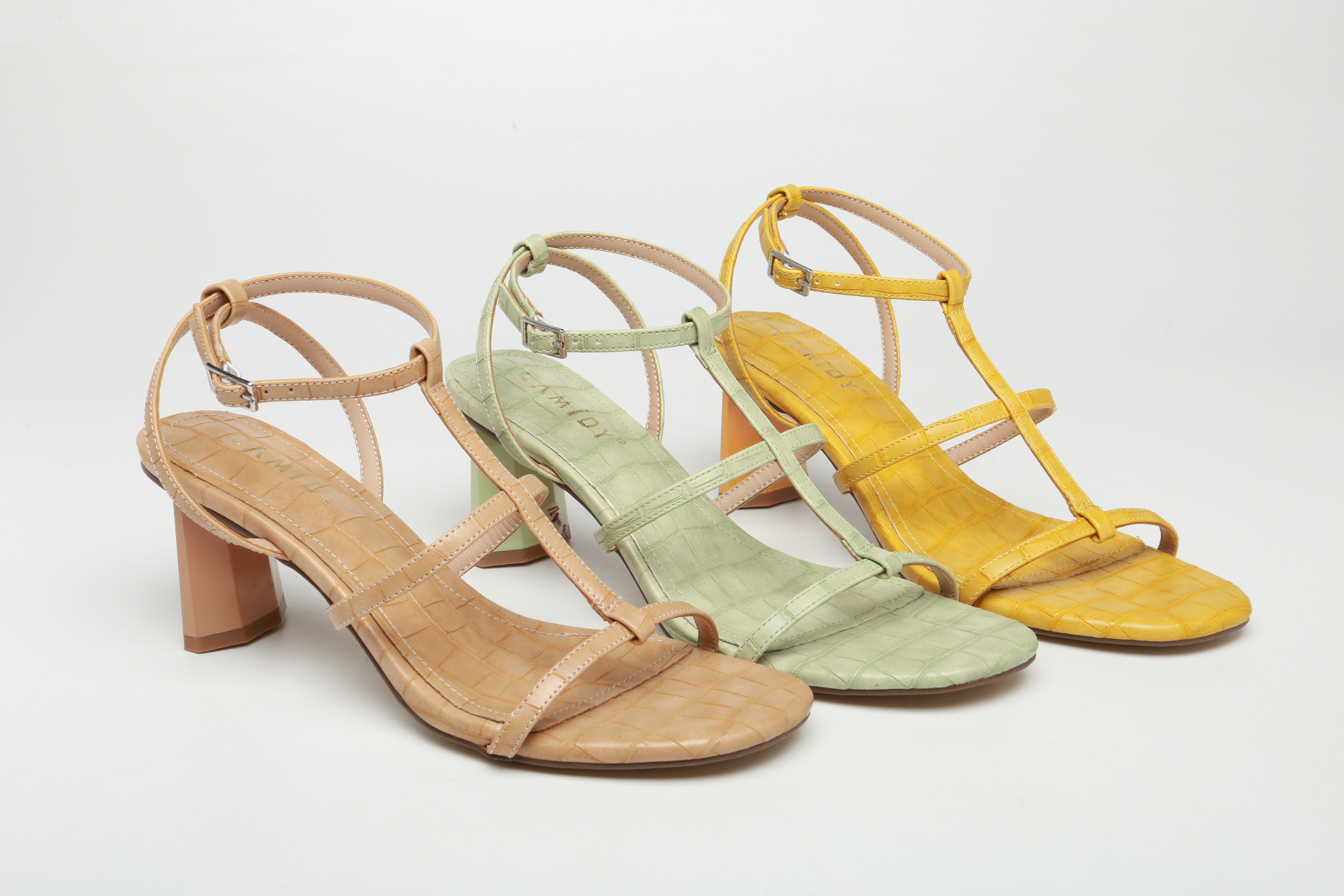 CAMIDYSS2021 Women's sandals straps with chunky heel fashion PU shoes
