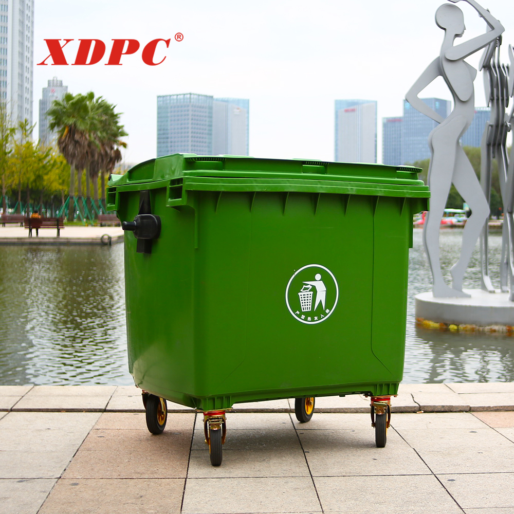 Plastic waste container 1100 liter plastic outdoor garbage rubbish trash storage recycle bin