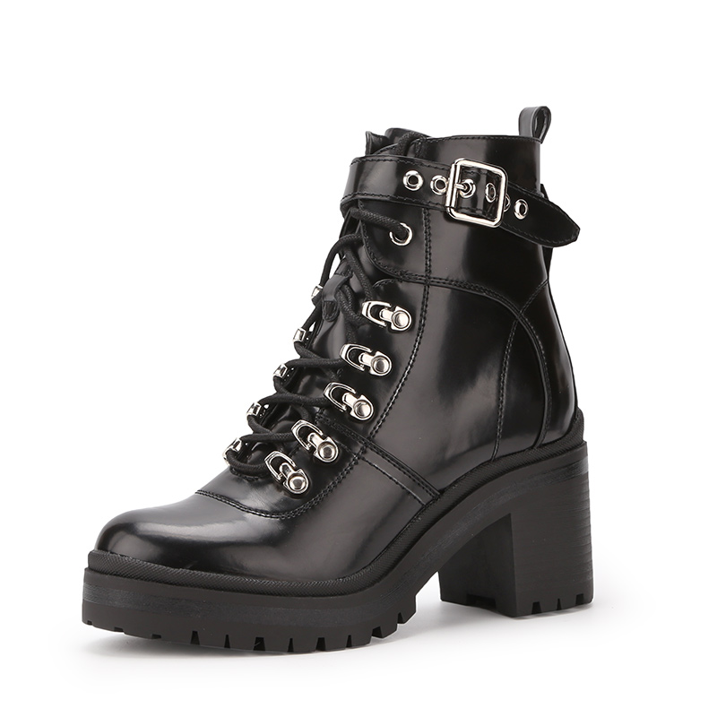 Women Ankel Boots-OEM/ODM (Hot-Selling,high-Quality,lace-Up,black)