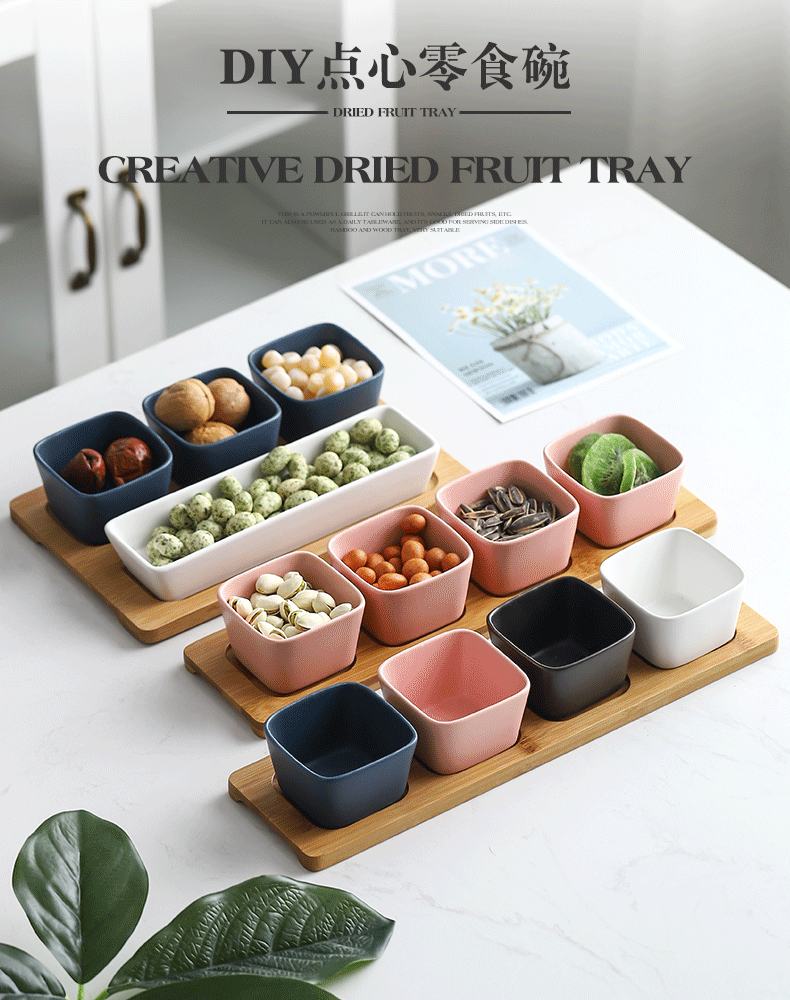 S/4 snack plate with wood