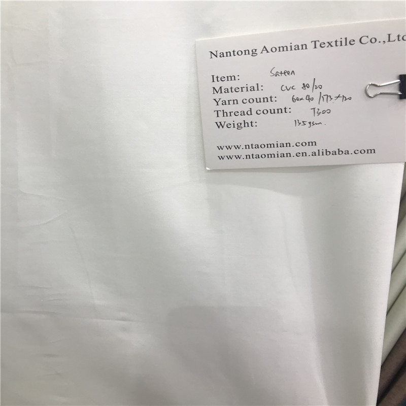 CVC 80/20 sateen fabric 60*40/173*120 300TC